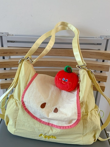Süße Japanische Stil Frucht Thema Umhängetasche Damen Große Kapazität Stoff Umhängetasche Mit Plüsch Charme Schule Tasche