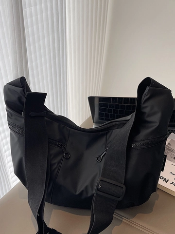Minimalistische Nylon Knödel Tasche Große Kapazität Wasserdichte Halbmond Umhängetasche Für Damen Casual Urban Schultertasche Einfarbig