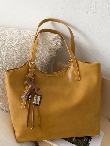Sac Cabas Grande Capacité pour Femmes en Cuir PU Souple Sac Bandoulière Minimaliste Décontracté Grand Sac à Main avec Surpiqûres