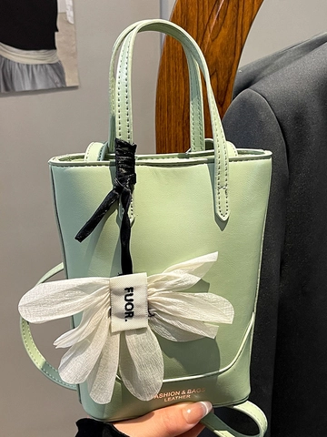 Fashion PU Leather Small Tote Bag Minimalist Vertical Square Shoulder Bag Versatile Crossbody Messenger Handbag For Women