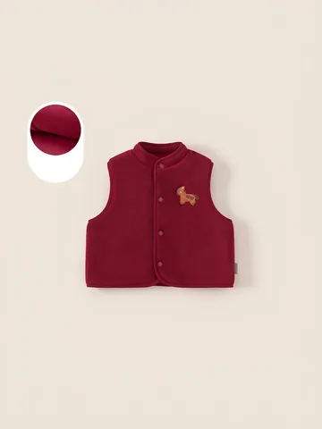 Gilet in Pile per Bambini Ispessito Calda Giacca Senza Maniche per Ragazzi Ragazze Ricamo Invernale Capispalla