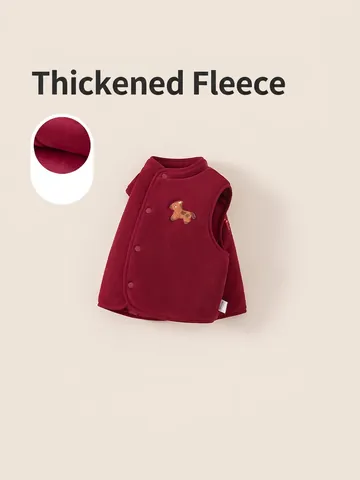Gilet in Pile per Bambini Ispessito Calda Giacca Senza Maniche per Ragazzi Ragazze Ricamo Invernale Capispalla