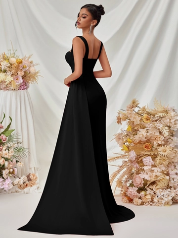 Vestido de Noche Largo con Corsé Elegante para Mujer Vestido Maxi Ajustado con Abertura Alta Espalda Descubierta Fiesta Boda Gala