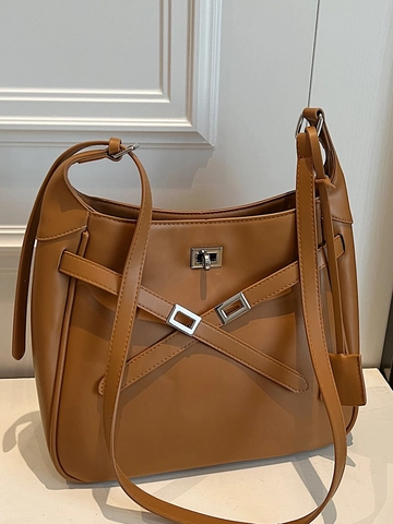 Bolso Tote de Cuero PU de Gran Capacidad para Mujer Verano Minimalista Coreano Bolso de Hombro Retro Bolso de Mano