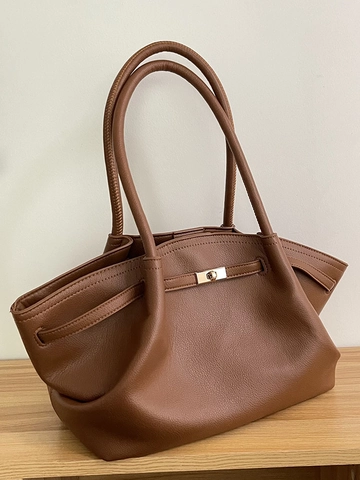 Women Fashion Lychee Pattern PU Leather Tote Bag Large Capacity Underarm Bag Retro Shoulder Bag With Metal Twist Lock For Daily Commuting