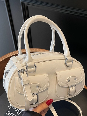 Borsa a Tracolla da Donna Urban Minimalist in Pelle PU Grande Capacità Tinta Unita Borsa a Mano Stile Vintage Casual
