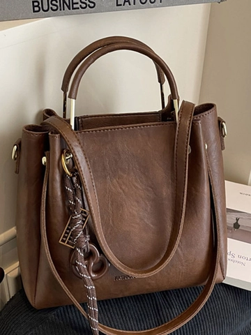 Große Kapazität PU Leder Eimertasche Für Damen Mode Magnetverschluss Umhängetasche Urbaner Einfacher Stil Handtasche
