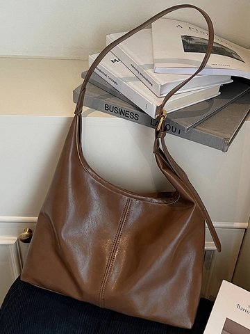 Große Kapazität PU Leder Schultertasche Für Damen Minimalistische Hobo Achseltasche Vielseitige Pendler Tragetasche 2025 Sommer Mode