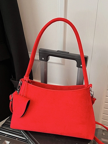 Vintage Suede Underarm Shoulder Bag For Women Urban Simple Solid Color Hobo Handbag With Mini Pouch Casual Tote Bag