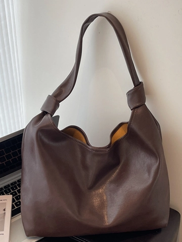 Retro Große Kapazität PU Leder Hobo Schultertasche Für Damen Minimalistisch Knoten Gurt Pendler Tote Tasche Alltag Büro