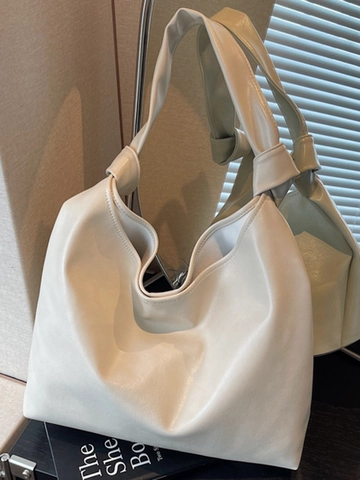 Retro Große Kapazität PU Leder Hobo Schultertasche Für Damen Minimalistisch Knoten Gurt Pendler Tote Tasche Alltag Büro