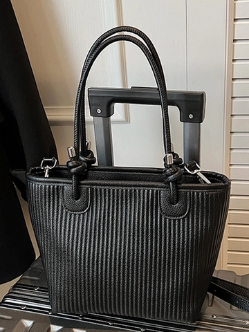 Sac Seau Plissé Style Français Pour Femmes Cuir PU Sac Bandoulière Vintage Avec Bandoulière Réglable Poignée à Nœud Sac à Main