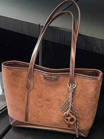 Vintage PU Δερμάτινη Τσάντα Tote Μεγάλης Χωρητικότητας Για Γυναίκες Retro Patchwork Τσάντα Ώμου Για Εργασία Καθημερινά