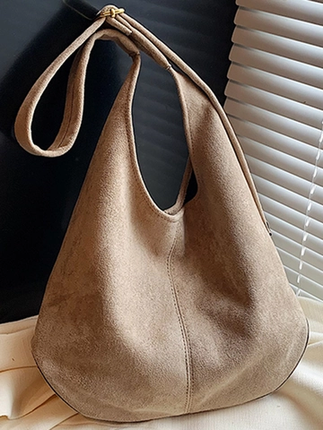 Borsa Tote in Pelle Scamosciata Grande Capacità Retro Borsa a Tracolla Hobo Opaca Urban Minimalista Pendolarismo Moda Donna