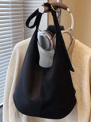 Borsa Tote in Pelle Scamosciata Grande Capacità Retro Borsa a Tracolla Hobo Opaca Urban Minimalista Pendolarismo Moda Donna