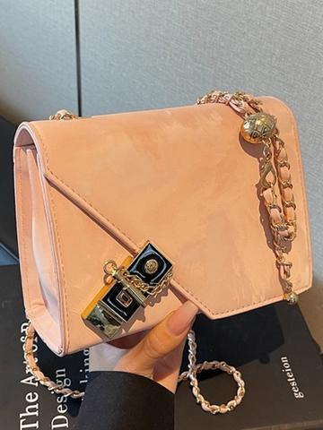 Borsa a Tracolla Vintage in Pelle PU Trapuntata per Donna Moda Texture Marmo Borsa a Spalla Con Catena Regolabile Borsa a Patta Quadrata