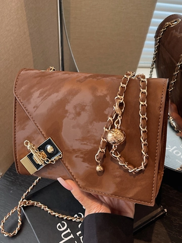 Borsa a Tracolla Vintage in Pelle PU Trapuntata per Donna Moda Texture Marmo Borsa a Spalla Con Catena Regolabile Borsa a Patta Quadrata