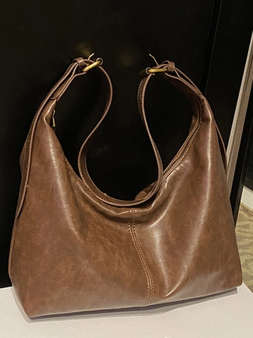 Bolso Hobo de Mujer a la Moda Gran Capacidad Cuero PU Color Sólido Bolso de Hombro Bandolera Con Lindo Colgante de Animal para Diario