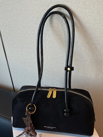 Retro Frosted PU Leather Shoulder Underarm Bag For Women Fashion Vintage Suede Texture Zipper Tote Handbag With Pendants Casual Daily Purse