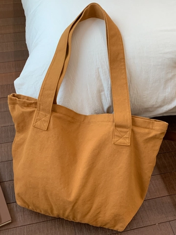 Large Capacity Canvas Tote Bag For Women Urban Simple Shoulder Bag For College Students Commuting Shopping Handbag Plain Solid