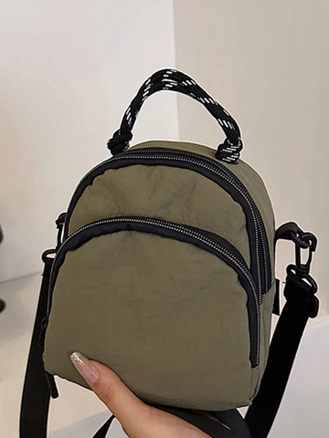 Damen Mini Gewaschener Stoff Umhängetasche Leichtes Nylon Rucksack Mit Mehreren Taschen Lässige Urban Style Handtasche