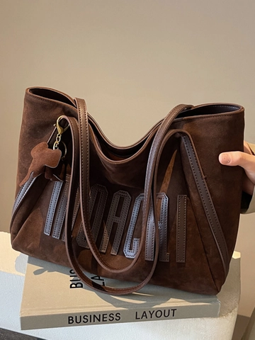 Damen Vintage PU Leder Große Kapazität Einkaufstasche Brief Geprägt Schultertasche Einfache Pendler Handtasche Alltag
