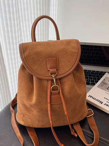 Damen Retro Wildleder Rucksack Große Kapazität Koreanischer Stil Mode Pendler Umhängetasche Mit Metallhakenschnalle