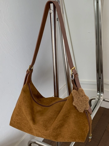 Borsa Sottobraccio Smerigliata Retrò Donna Grande Capacità Effetto Scamosciato Borsa a Tracolla in Pelle PU Hobo Tote Bag Con Ciondolo a Stella