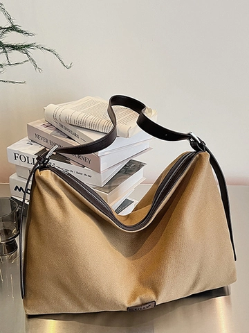 Bolso Tote de Lona Vintage para Mujer Gran Capacidad Bolso de Hombro Slouchy Retro Minimalista Bolso de Mano de Diario