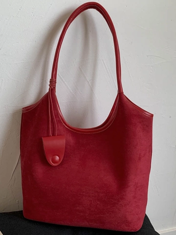 Damen Große PU Leder Tote Bag Mode Einfach Matte Wildleder Textur Schulter Unterarm Tasche Tägliches Pendeln Arbeit Handtasche