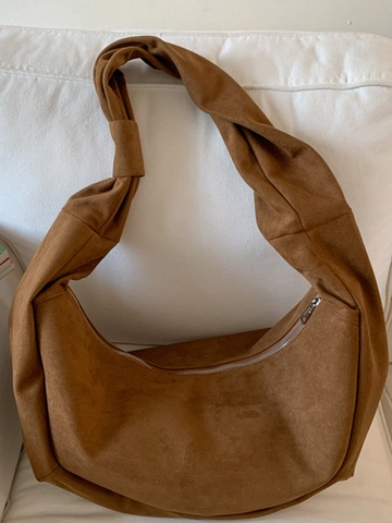 Retro Large Capacity PU Shoulder Bag For Women Men Minimalist Slouchy Hobo Bag Solid Color Crossbody Dumpling Bag Travel Tote