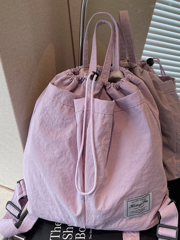 Mochila con Cordón de Estilo Japonés para Mujeres Hombres Impermeable Gran Capacidad Bolsa Escolar Casual Tela Mochila de Viaje con Etiqueta