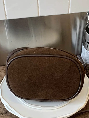 Women's Retro Minimalist PU Leather Small Square Crossbody Bag Suede Texture Underarm Shoulder Bag Chic Casual Handbag