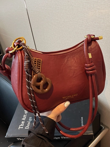 Bolso de Hombro Hobo de Cuero PU Retro para Mujer Bolso de Media Luna de Gran Capacidad Con Correa Anudada Elegante Bolso de Mano de Moda para Viajar