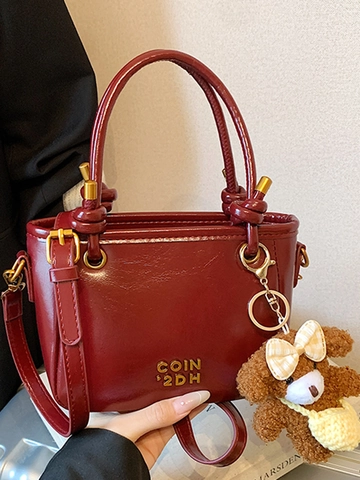 Sac Seau en Cuir PU à la Mode Pour Femmes Automne Style Coréen Ins Sac à Bandoulière Avec Mignon Pendentif Ourson Lettre