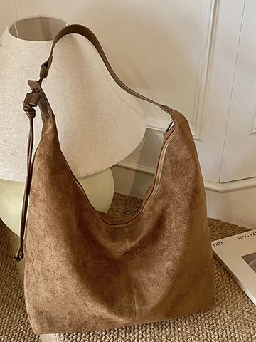 Vintage Wildleder Textur Große Kapazität Schultertasche Für Damen Retro Matte Tragetasche Hobo Unterarmtasche Büro Alltag