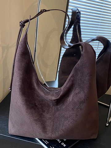 Vintage Wildleder Textur Große Kapazität Schultertasche Für Damen Retro Matte Tragetasche Hobo Unterarmtasche Büro Alltag