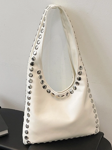 Bolso Tote de Moda para Mujer con Remaches Cuero PU Hobo Bolso de Hombro Vintage Punk Axila Gran Capacidad Casual