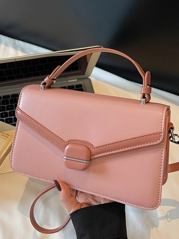 Women's PU Leather Shoulder Bag Large Capacity Crossbody Handbag With Lock Buckle Flap Square Bag For Daily Commute