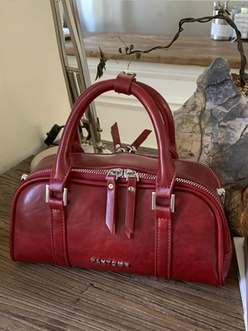 Vintage Nische Boston Kissentasche Für Damen Einfache Einfarbige PU Leder Handtasche Pendler Schulter Umhängetasche