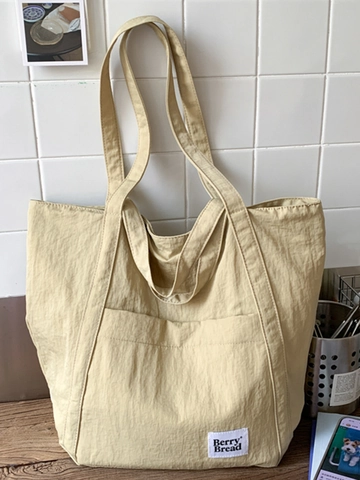 Damen Große Kapazität Canvas Tote Bag Urban Minimalistisch Schultertasche Casual Pendler Handtasche Reißverschlusstasche