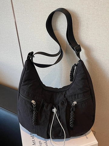 Bolso de Hombro de Nailon Ligero Estilo Coreano para Mujer Gran Capacidad Bolso Bandolera Plisado Minimalista Bolso Casual