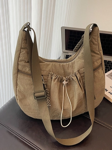Bolso de Hombro de Nailon Ligero Estilo Coreano para Mujer Gran Capacidad Bolso Bandolera Plisado Minimalista Bolso Casual