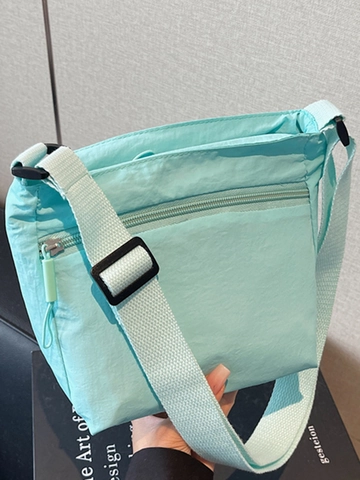 Borsa a Tracolla in Nylon Lavato per Donna Casual Urbana Piccola Borsa Quadrata con Tracolla Regolabile Tasche Multiple Scuola