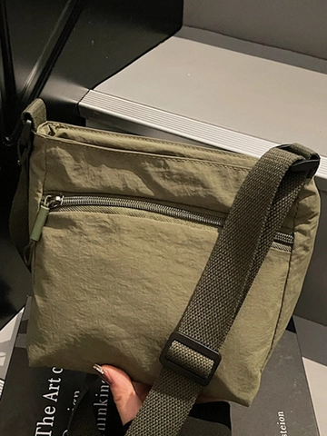Borsa a Tracolla in Nylon Lavato per Donna Casual Urbana Piccola Borsa Quadrata con Tracolla Regolabile Tasche Multiple Scuola