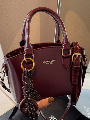 Damen Glänzende PU-Leder Eimertasche Fashion Urban Simple Umhängetasche Mit Verstellbarem Riemen Pendeln Crossbody Handtasche