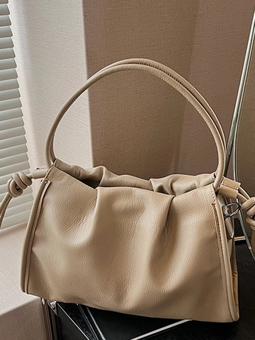 Bolso de Hombro de Cuero PU Minimalista para Mujer con Nudo y Pliegues Bolso de Mano Dumpling Slouchy Urbano de Axila