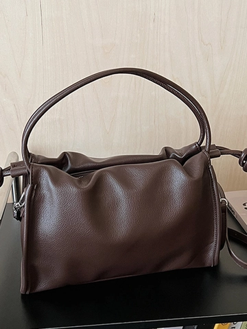 Bolso de Hombro de Cuero PU Minimalista para Mujer con Nudo y Pliegues Bolso de Mano Dumpling Slouchy Urbano de Axila