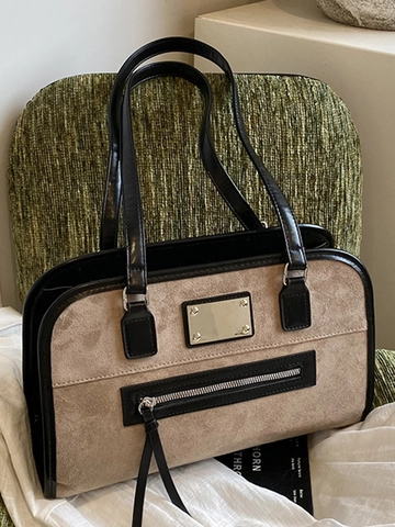 Borsa a Tracolla in Camoscio Vintage per Donna Borsa Sottobraccio Rettangolare Chic Retrò Borsa a Spalla Casual da Pendolare