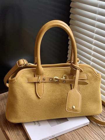 Borsa Sottobraccio Retrò in PU Scamosciato per Donna Minimalista Cuciture Giuntura Borsa a Spalla Moda Pendolarismo Borsetta